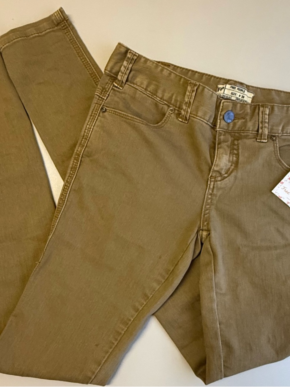 Free People Olive-Tone Skinny Pants